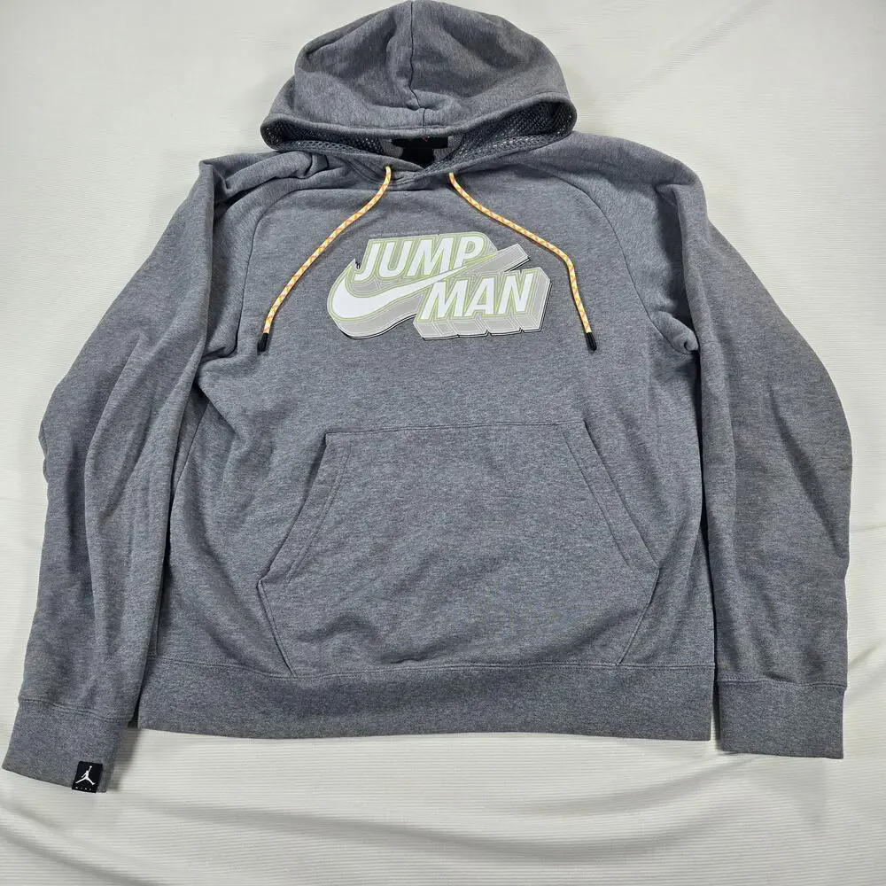 Nike Air Jordan Jumpman Pullover Fleece Hoodie in Grey Men's Size Medium‎